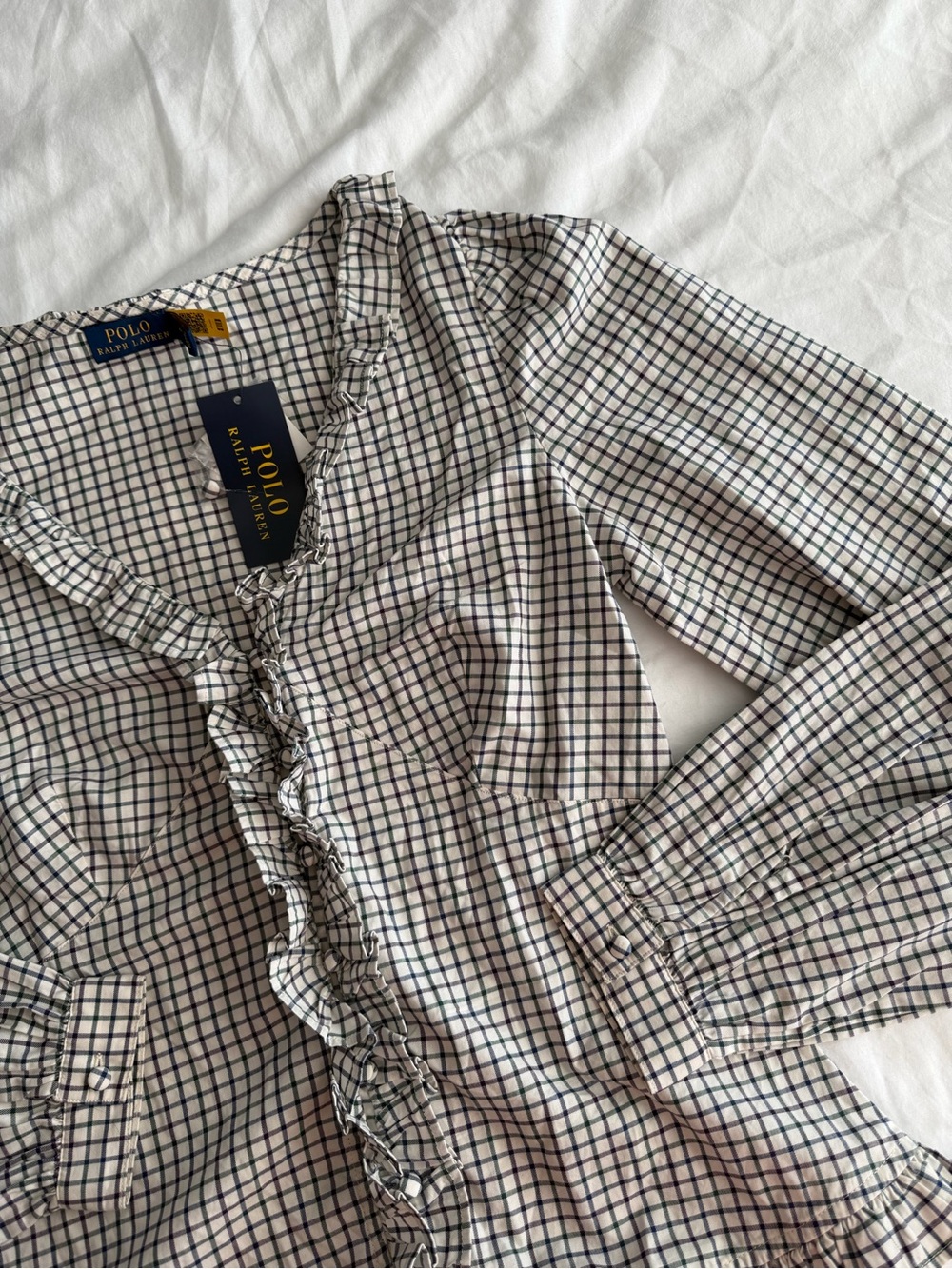 NWT Polo Ralph Lauren Ruffle-Trim Poplin Blouse - 100% Cotton - Picture 6 of 15
